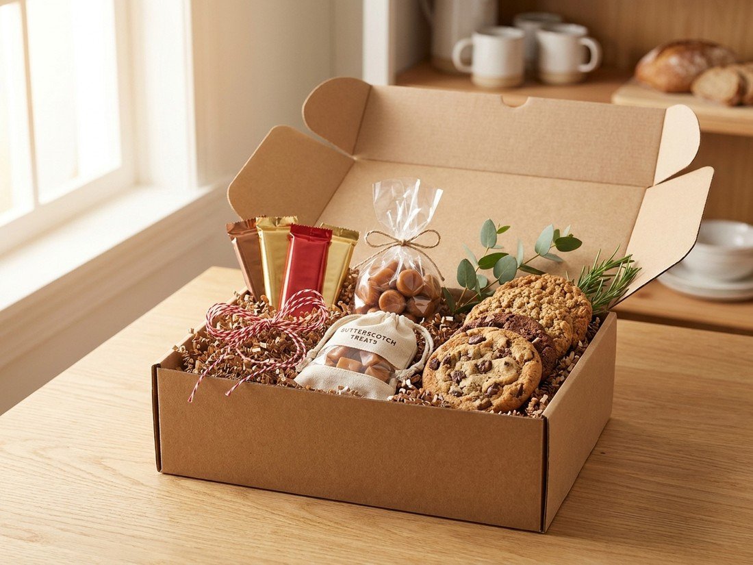 An open treat gift box